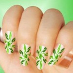 new nail art of green polish for Pakistani girls