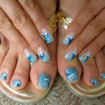 Blue painted designs for toenails pictures
