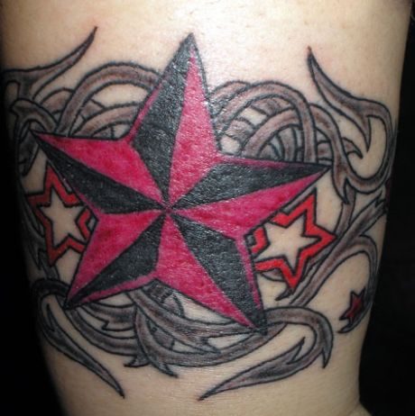 Two Color Star Body Art Tattoos Design Collection 2013