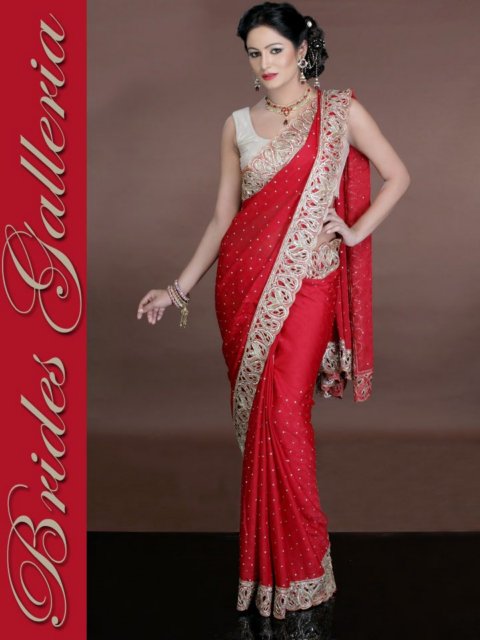Designer wedding sarees Red Bridal Saree Design by Brides Galleria