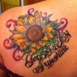 Stylish Big Sunflower Tattoo Designs 2013 On Feet, Shoulder and Back