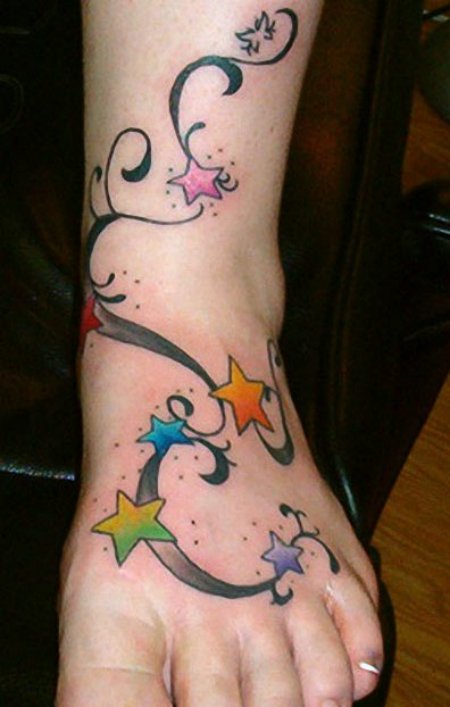 Famous Girls Ankle Floral Tattoos Design 2013