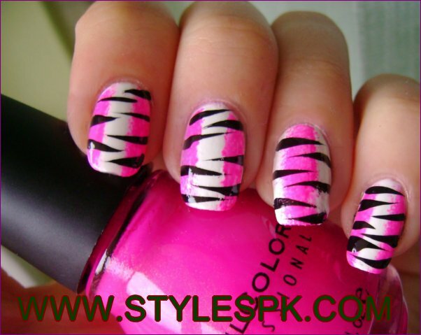 Zebra Stylish and colorful Print Nails Art Design