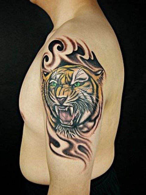 Latest 3D Tiger Tattoos Body Designs 2013-14 for Men 01
