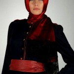 Arabic Muslim Girl's Red Scarf Fashion Trends Collection 2013 2014 13