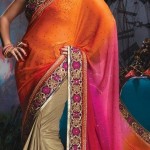 pink with white colour saree