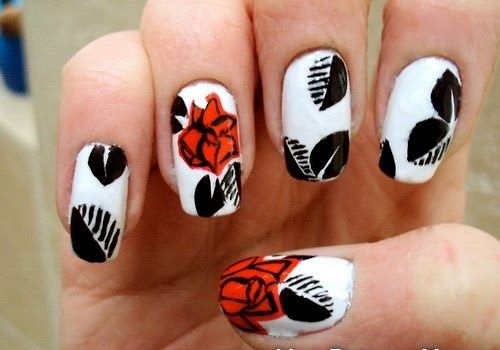 Black and red top nail designs