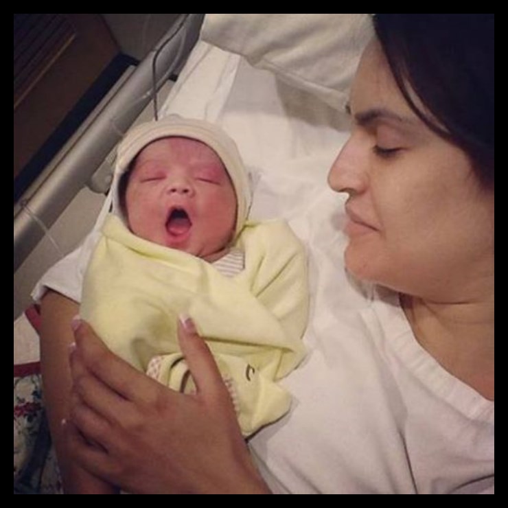 Nadia Hussain with new born son