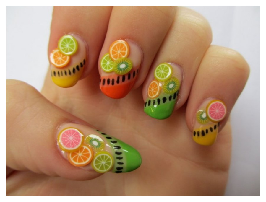 Fruit Nail Designs with Lemon and Orange Affect
